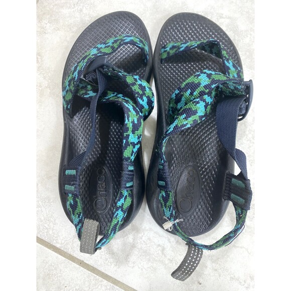 Chaco Sandals Kids Sz 4 Unisex Blue Green Hiking Water Camping - Picture 2 of 9